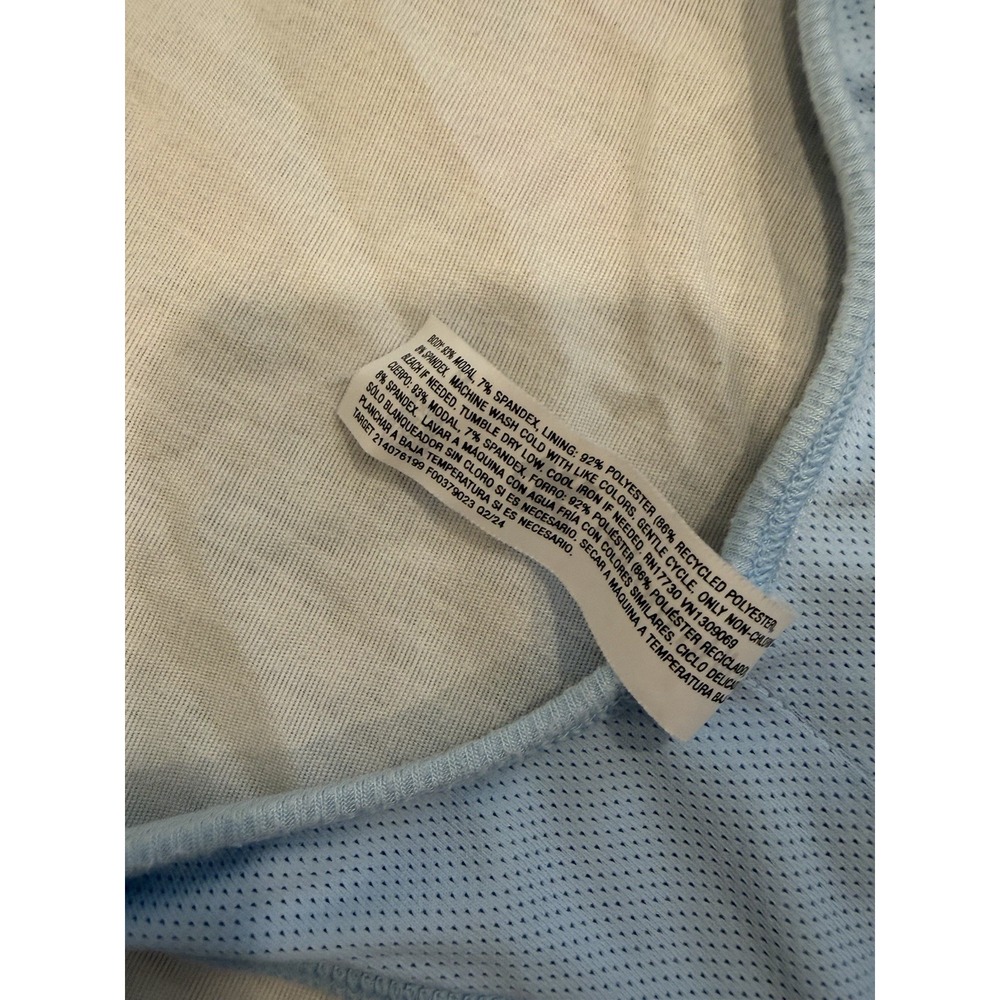 All In Motion Women Medium Blue Ribbed Crop Tank Athleisure Pilates Balletcore - Picture 3 of 5